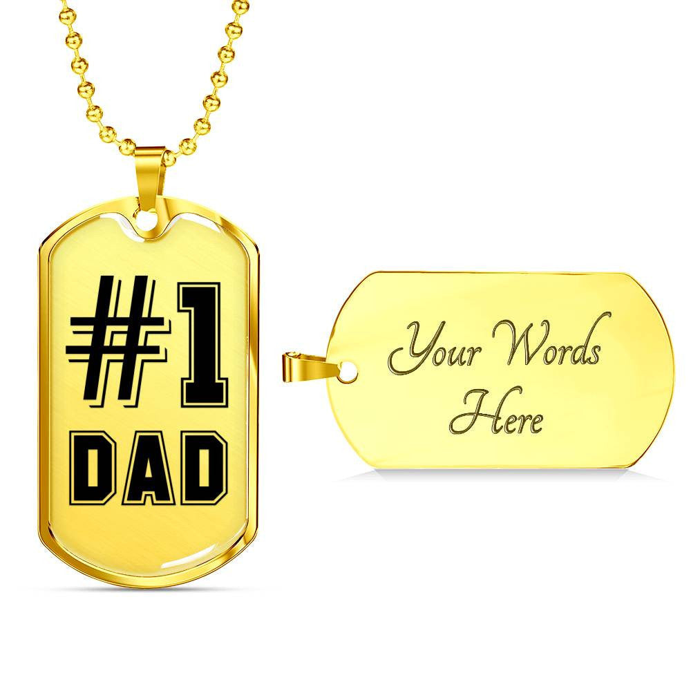 1 Dad - Dog Tag Necklace, Gift For Fathers Day Personalised Dog Tag, Custom Dog Tags For Men