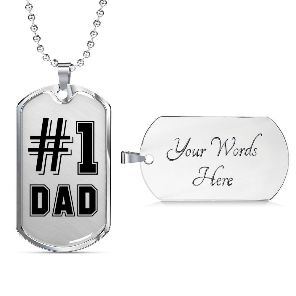 1 Dad - Dog Tag Necklace, Gift For Fathers Day Personalised Dog Tag, Custom Dog Tags For Men