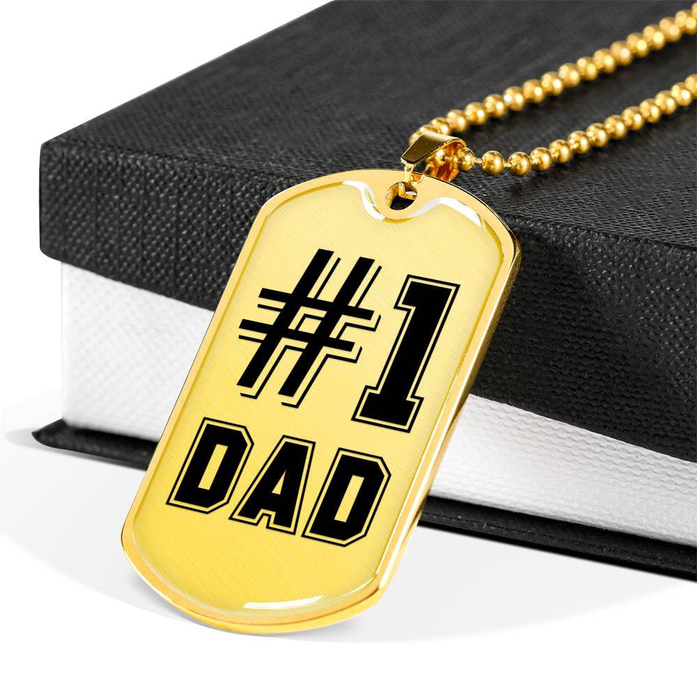 1 Dad - Dog Tag Necklace, Gift For Fathers Day Personalised Dog Tag, Custom Dog Tags For Men