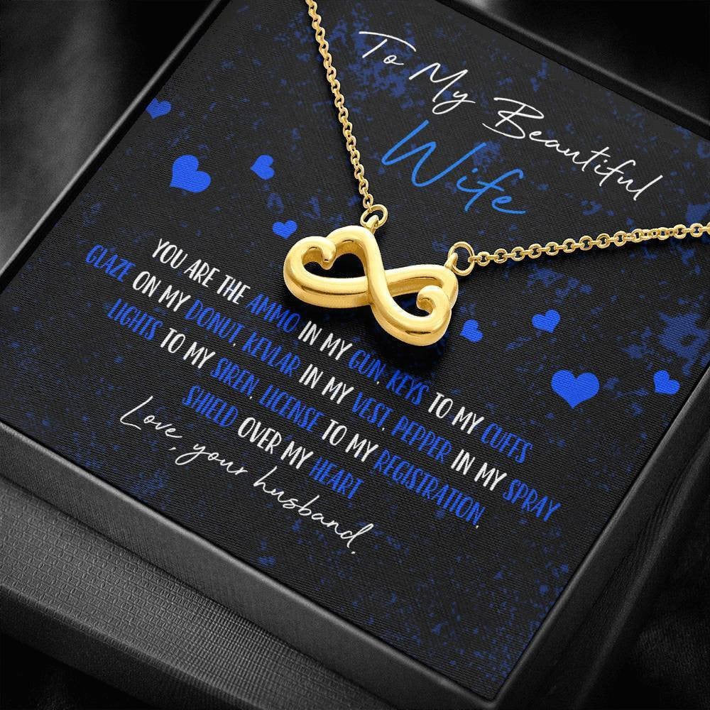 To My Beautiful Wife - Police Wife - Gift Ideas For Wife Birthday - Infinity Hearts Necklace Gift For Her