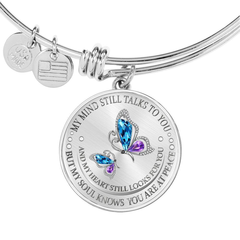 My Mind Still Talks To You - Butterfly Luxury Bangle? - Luxury Circle Bangle Bracelet Gift Idea