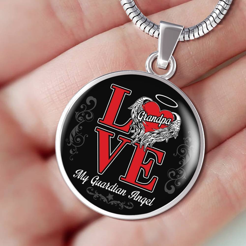 Love Grandpa My Guardian Angel - Circle Pendant Necklace