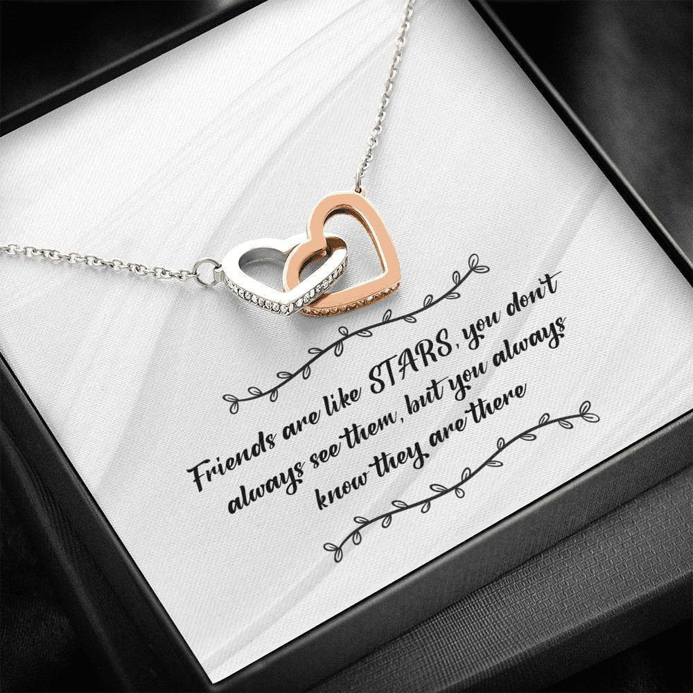Star Friends Silver and Gold Necklace - Interlocking Hearts Necklace