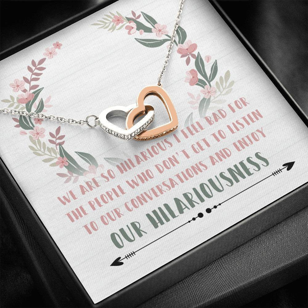 Hilarious Friends Silver and Gold Necklace - Interlocking Hearts Necklace