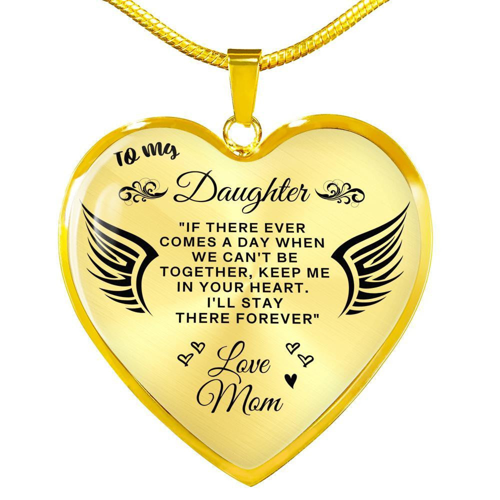 To My Daughter - Mom to Daughter - Heart Pendant Necklace Gift For Her