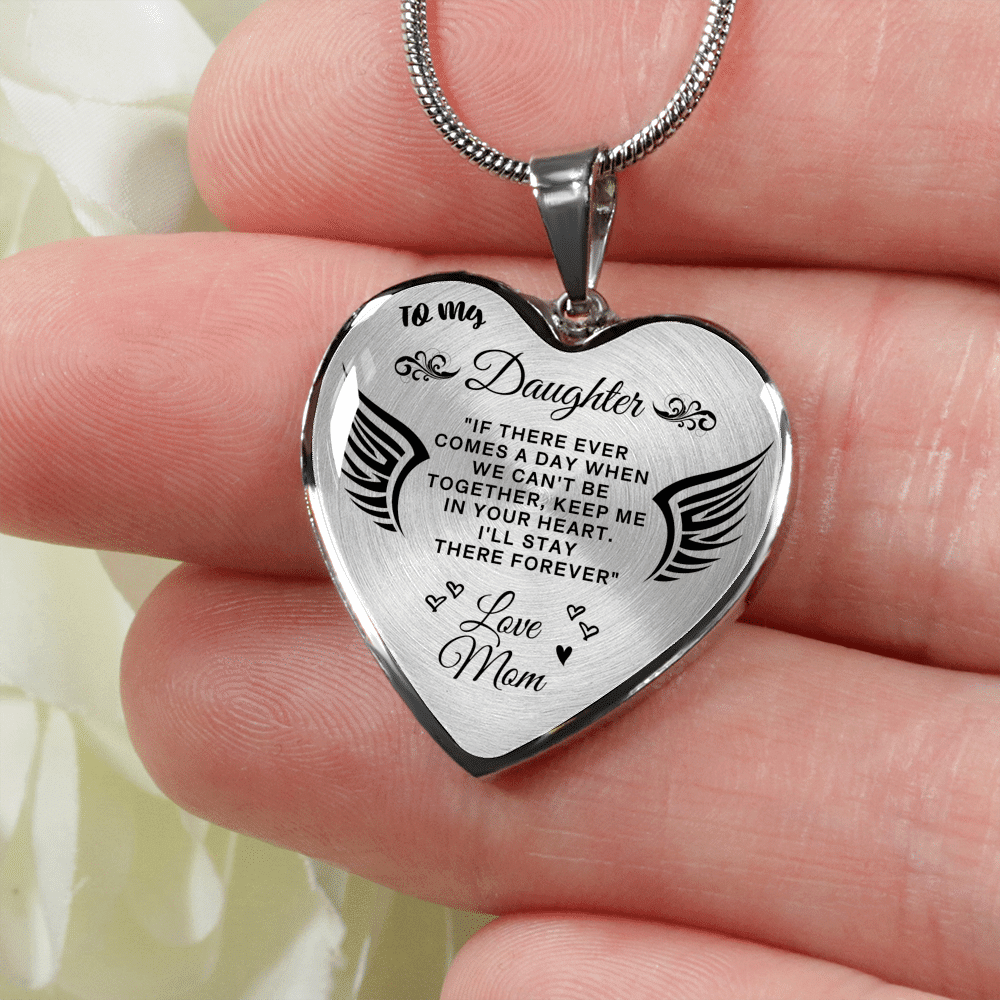 To My Daughter - Mom to Daughter - Heart Pendant Necklace Gift For Her