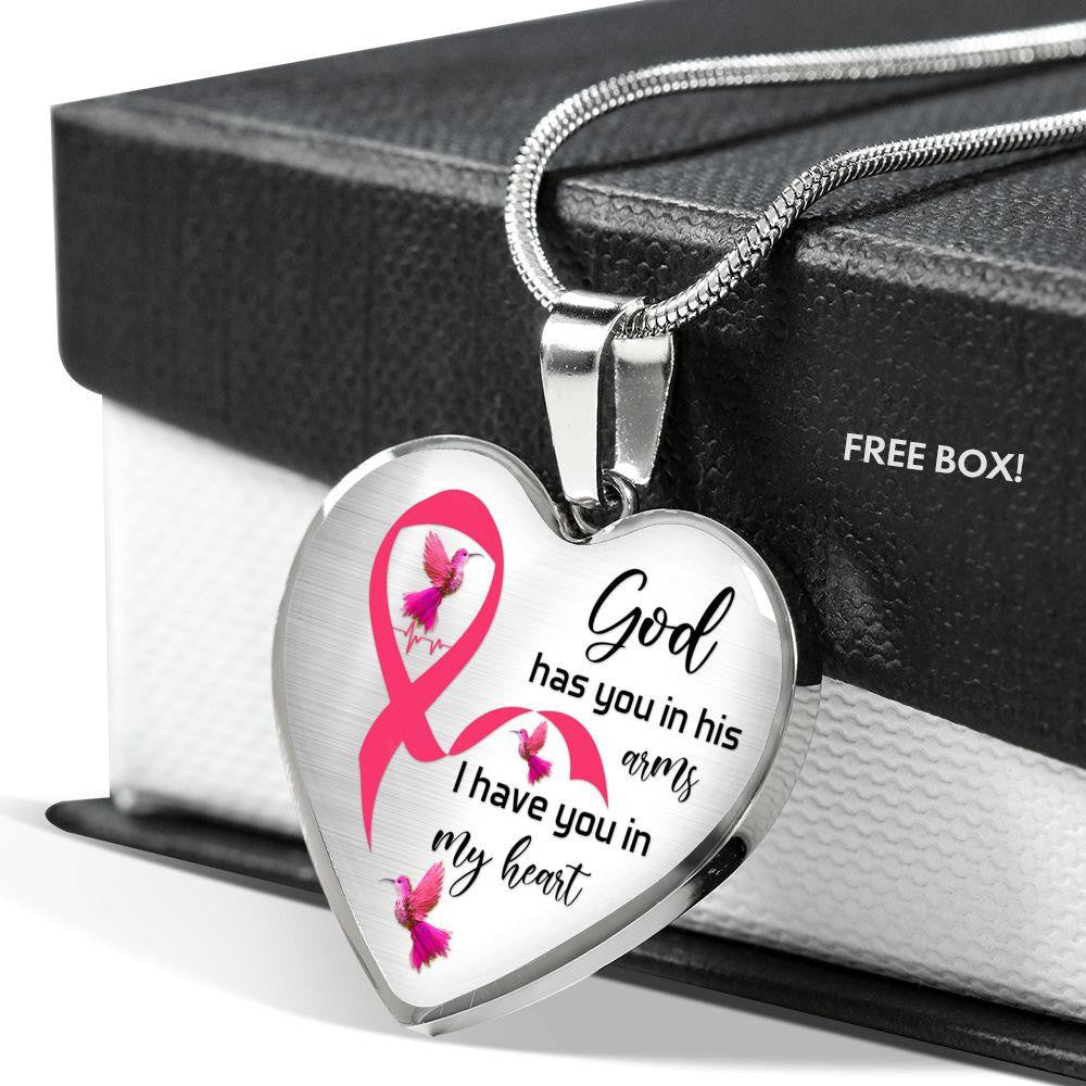 Heart Pendant Necklace - God Has You In His Arm, I Have You In My Heart gift To Mom Daughter Gift For Her
