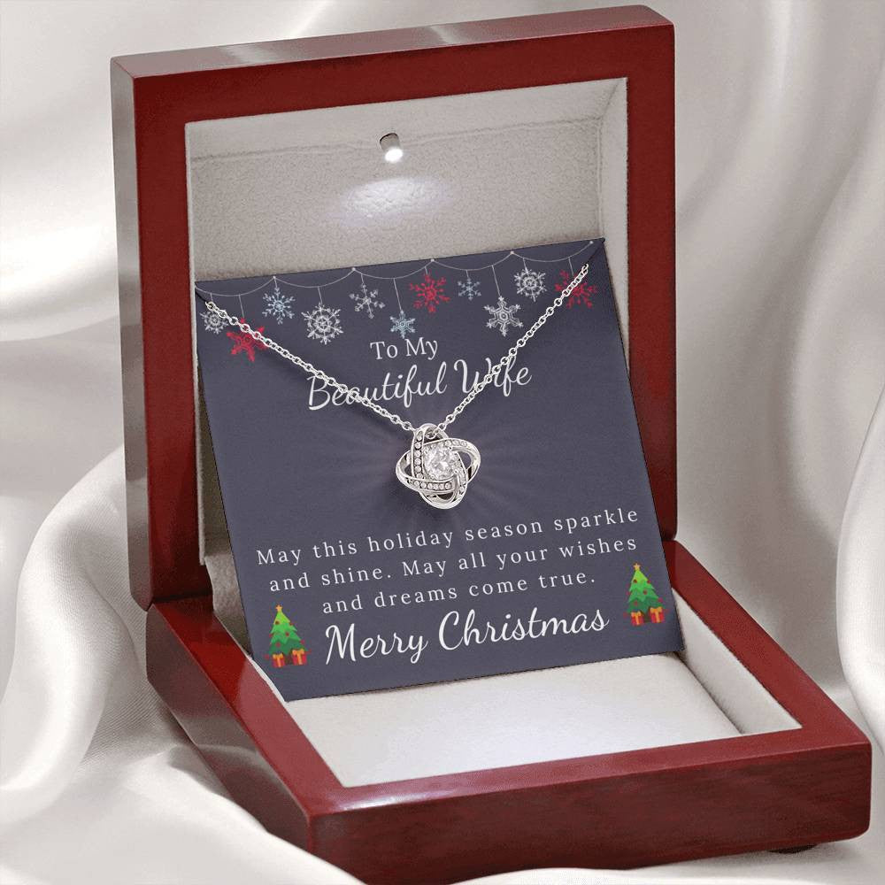 To My Beautiful Wife - Christmas Gift - Sparkle And Shine Love Knot Necklace