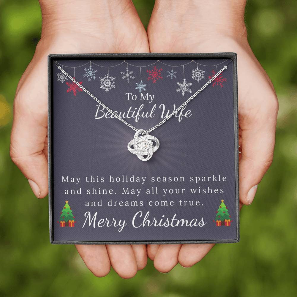 To My Beautiful Wife - Christmas Gift - Sparkle And Shine Love Knot Necklace
