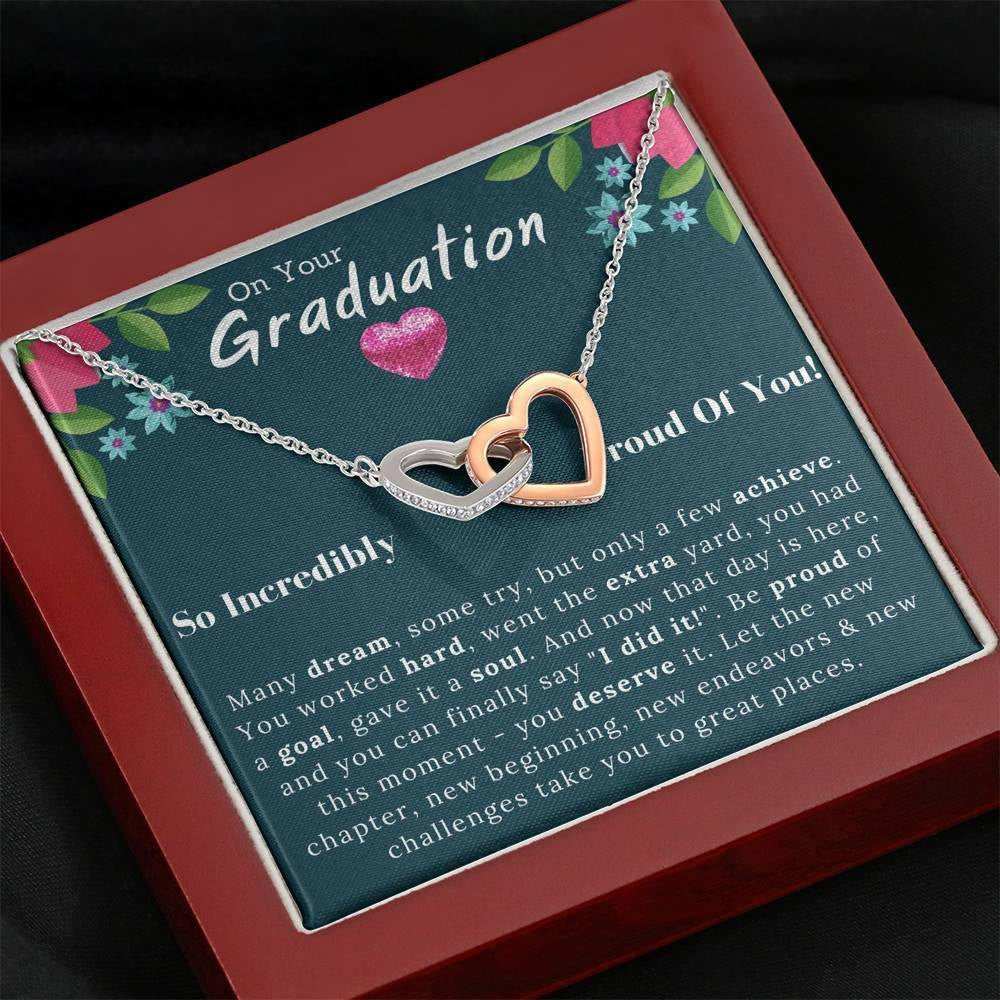 On Your Graduation Interlocking Hearts Necklace So Incredible Proud Of You Gift From Dad Mom
