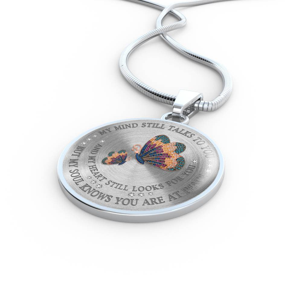 My Mind Still Talks To You, Butterfly, Luxury Chain - Luxury Circle Pendant Necklace Perfect Gift Idea For Her/Him