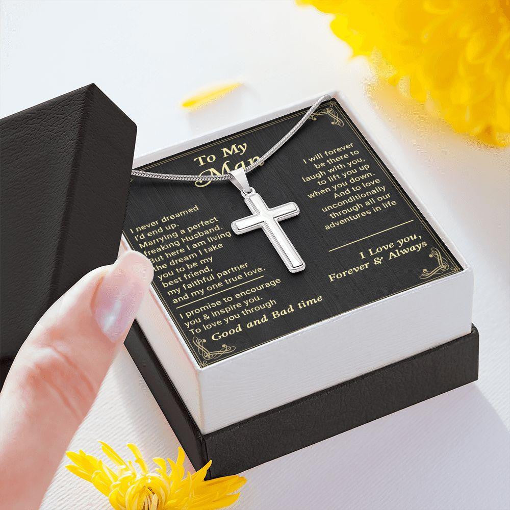 Cross Necklace, Gift For Husband, Love You Unconditionally Father's Day Gift