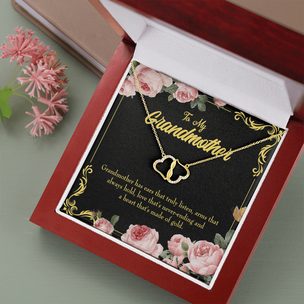 To My Grandma Grandmother Heart Of Gold Eternal Love 10K Solid Gold Heart Necklace Gift Set Diamonds Everlasting Love Luxury Box Gift From Him