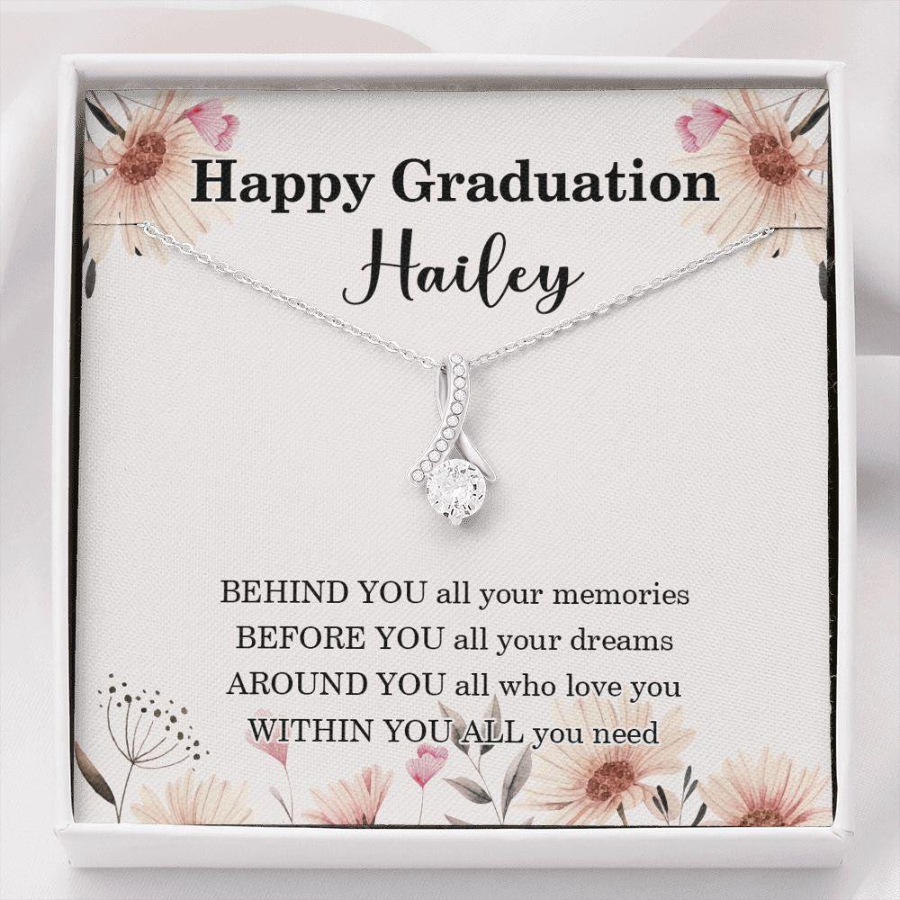 Happy Graduation My Daughter - Behind You All Your Memories - Alluring Beauty Necklace - Customized Name
