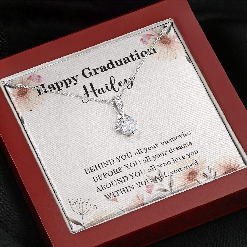 Happy Graduation My Daughter - Behind You All Your Memories - Alluring Beauty Necklace - Customized Name