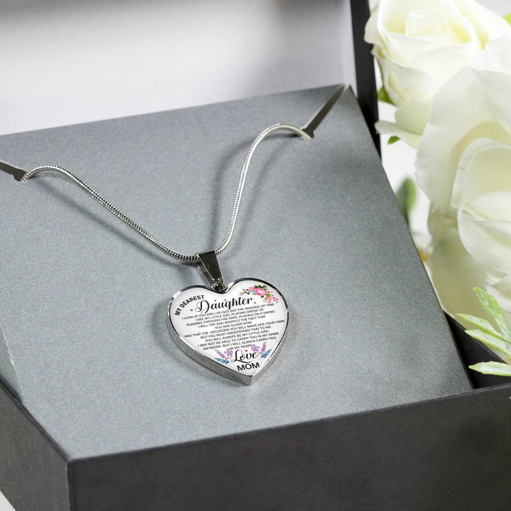 Necklace For Daughter My Dearest Daughter Mom's Gift - Heart Pendant Necklace