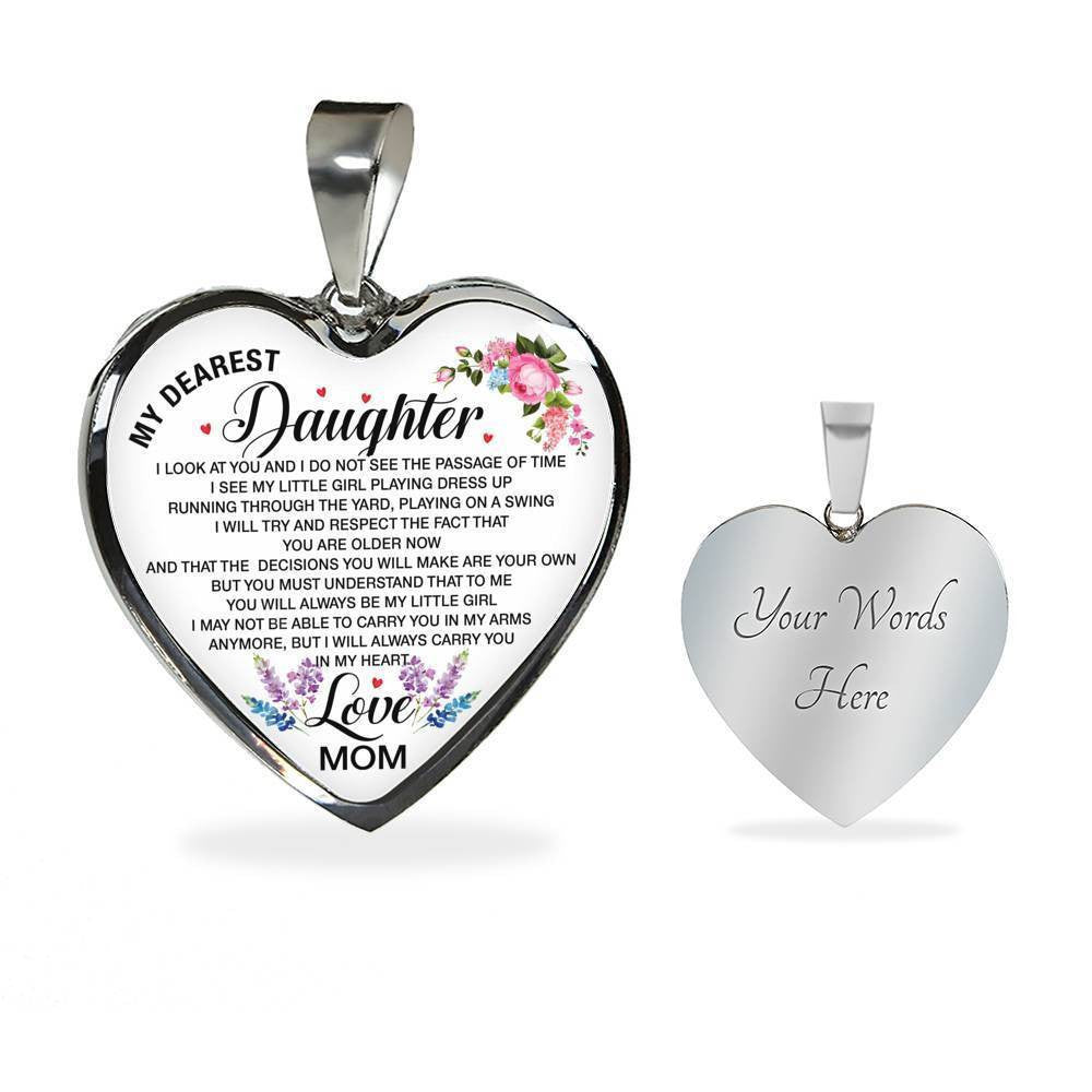 Necklace For Daughter My Dearest Daughter Mom's Gift - Heart Pendant Necklace