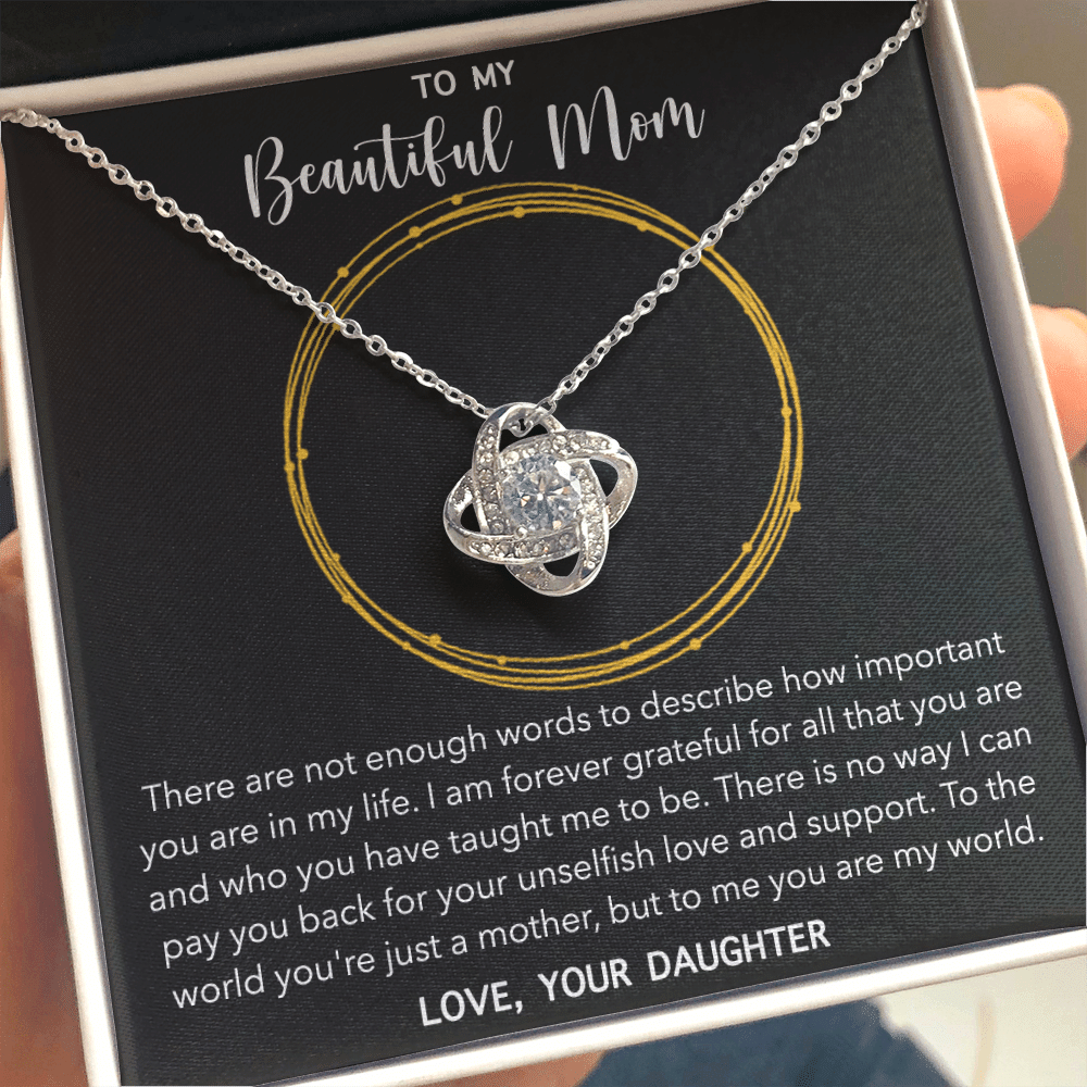 Gift For Mom - To My Beautiful Mom Gift Necklace - Love Knot Necklace