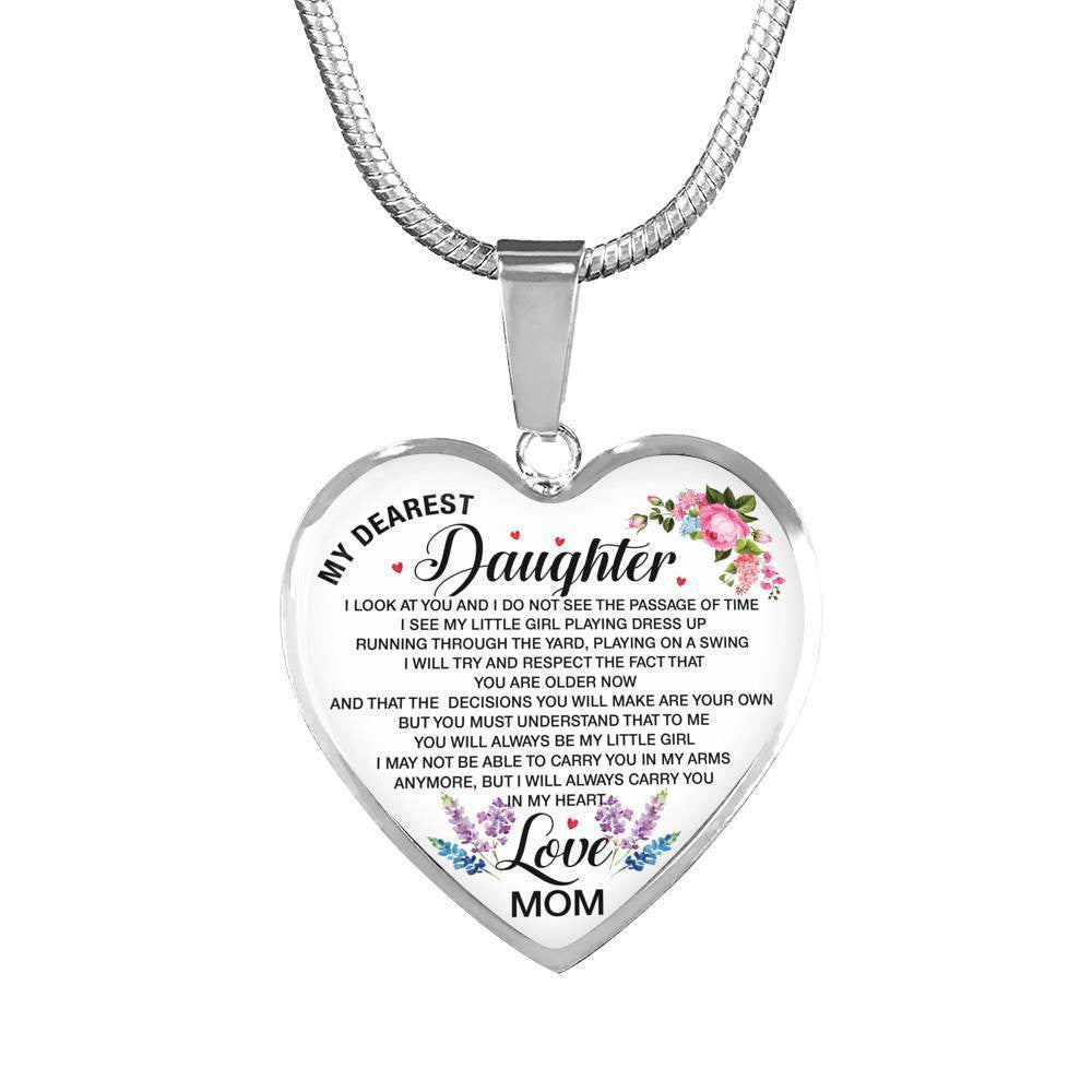 Necklace For Daughter My Dearest Daughter Mom's Gift - Heart Pendant Necklace