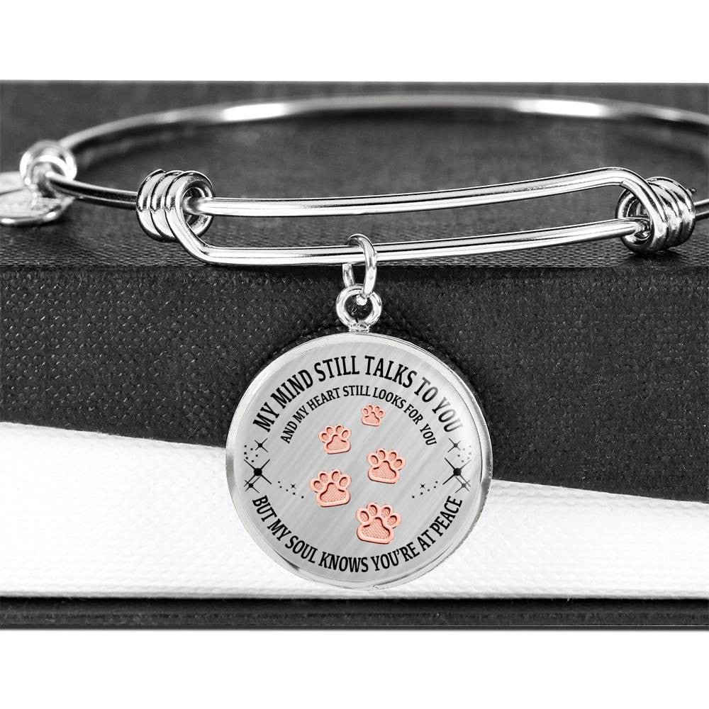 Pet Paws Steps To Heaven Memorial Keepsake Charm Bracelet - Luxury Circle Bangle Bracelet Gift Idea