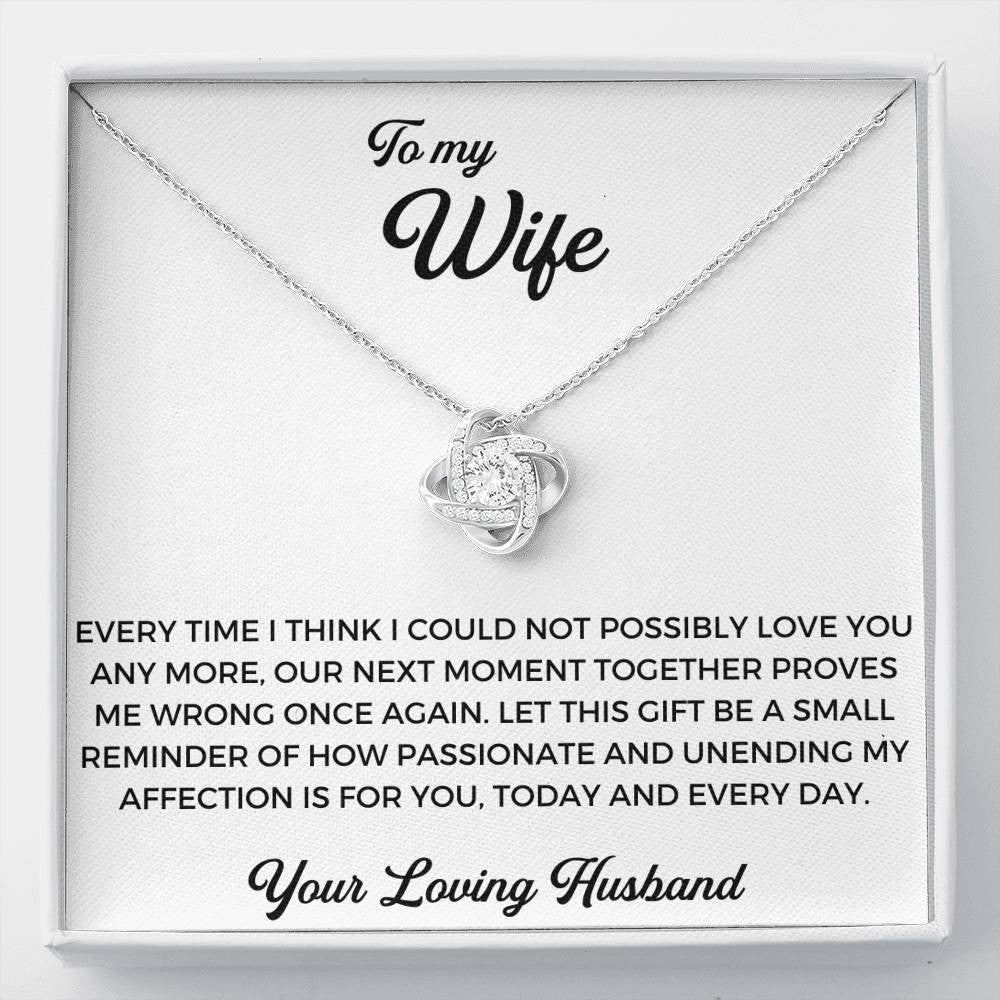 To My Wife - Thank You Gift - Love Knot Necklace Anniversary Love Messages Gift Ideas For Mom Momi Wife Woman