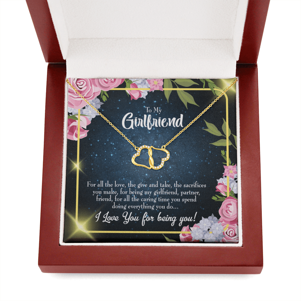 To My Girlfriend Being You Eternal Love 10K Solid Gold Heart Necklace W Pav� Set Diamonds - Everlasting Love with Luxury Box & MC