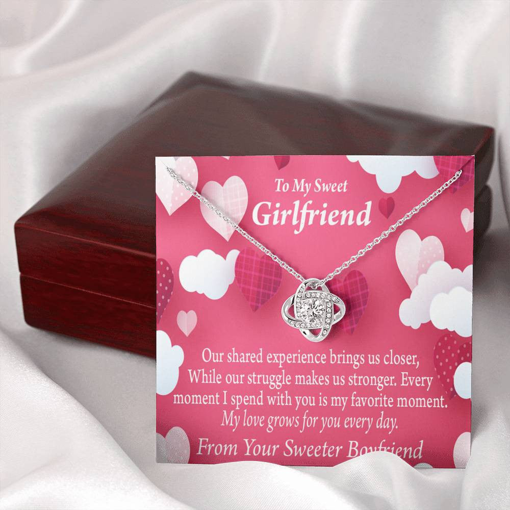 To My Girlfriend Every Moment Spent With You Love Knot Pendant Necklace Stainless Steel W Cz Stone - Luxury Love Knot Necklace Meanful Gift Idea For Her/Him