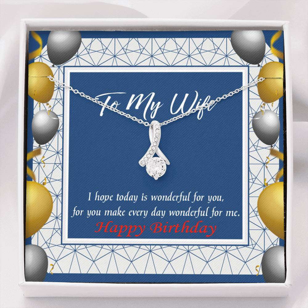 Birthday Gift For Wife You Are Wonderful Eternity Ribbon Stone Pendant 14K White Gold Stainless Steel Jewelry Gift - Alluring Beauty Necklace Gift For Her
