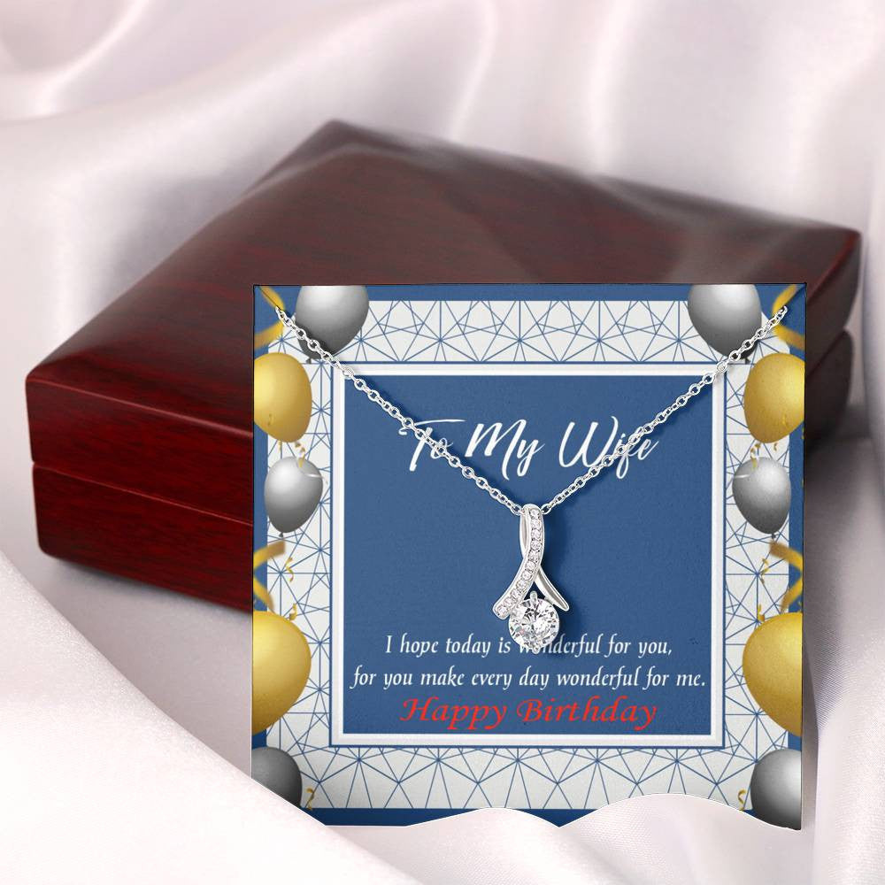 Birthday Gift For Wife You Are Wonderful Eternity Ribbon Stone Pendant 14K White Gold Stainless Steel Jewelry Gift - Alluring Beauty Necklace Gift For Her