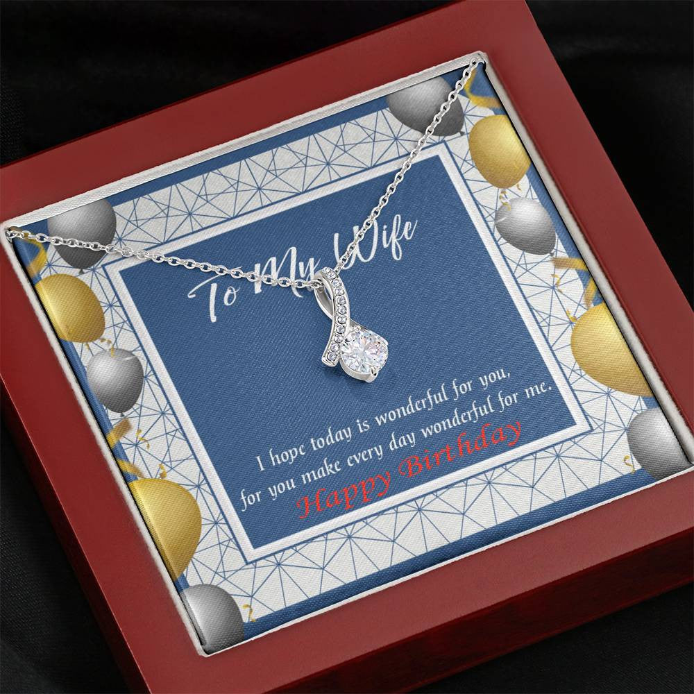 Birthday Gift For Wife You Are Wonderful Eternity Ribbon Stone Pendant 14K White Gold Stainless Steel Jewelry Gift - Alluring Beauty Necklace Gift For Her