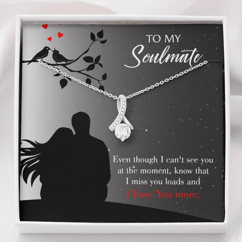 To My Girlfriend I Miss You Loads Message Card W Mahogany Style Luxury Box Eternity Ribbon Stone Necklace - Alluring Beauty Necklace Gift For Her