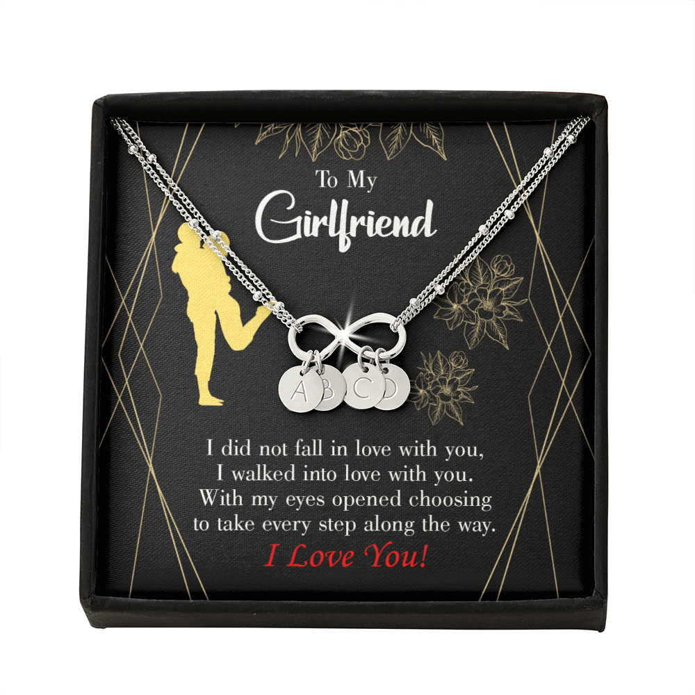 To My Girlfriend Walked Into Love Infinity Bracelet With Initial Charms - Infinity Bracelet