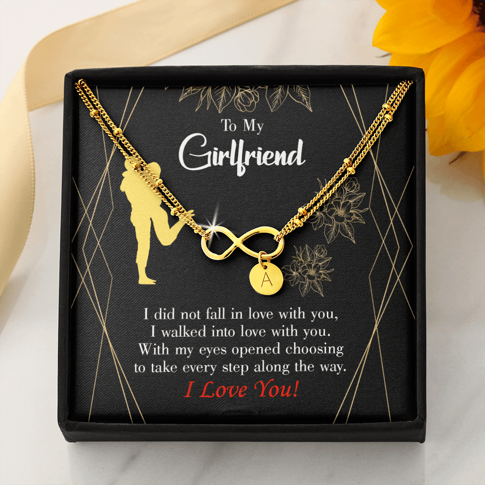 To My Girlfriend Walked Into Love Infinity Bracelet With Initial Charms - Infinity Bracelet