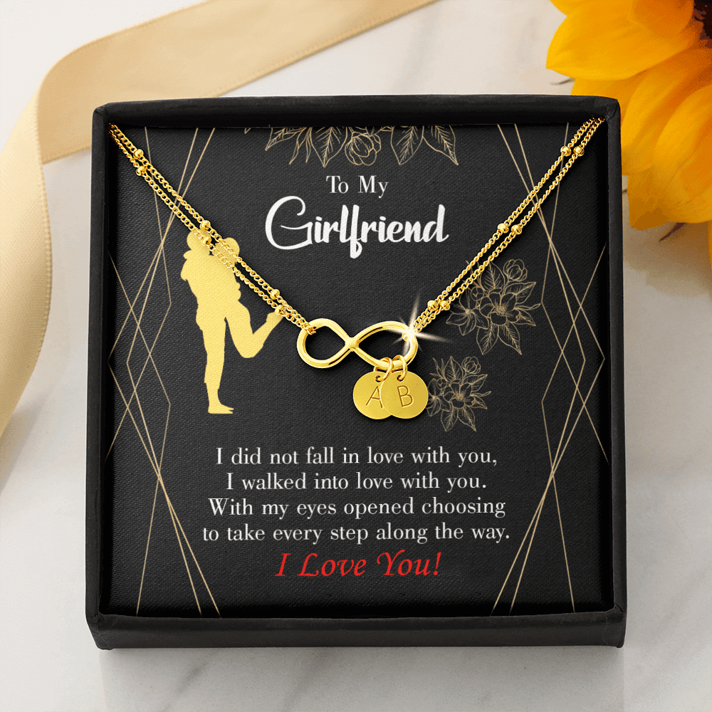 To My Girlfriend Walked Into Love Infinity Bracelet With Initial Charms - Infinity Bracelet