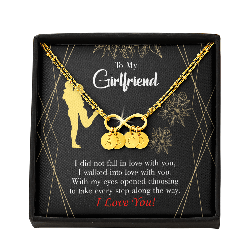 To My Girlfriend Walked Into Love Infinity Bracelet With Initial Charms - Infinity Bracelet