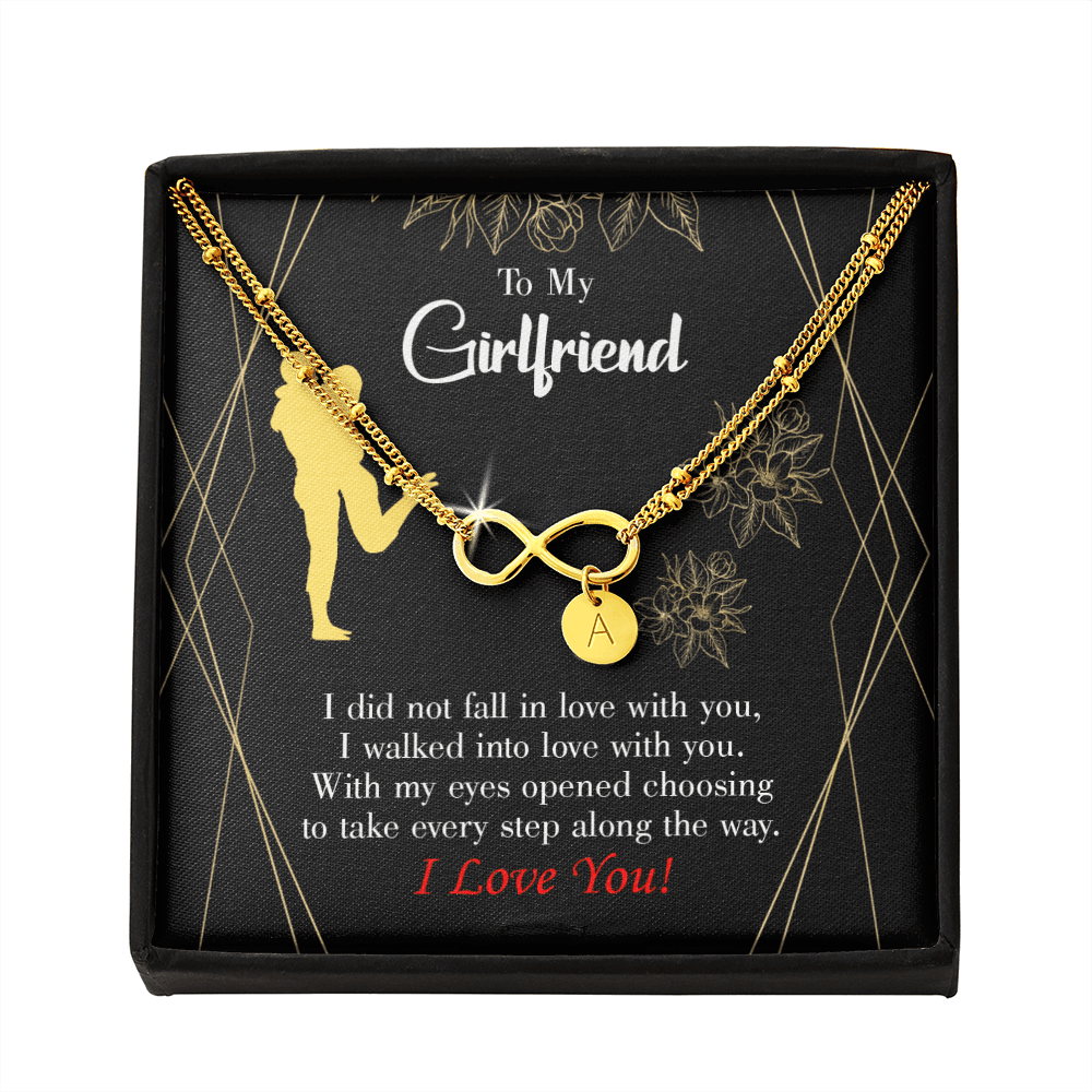 To My Girlfriend Walked Into Love Infinity Bracelet With Initial Charms - Infinity Bracelet