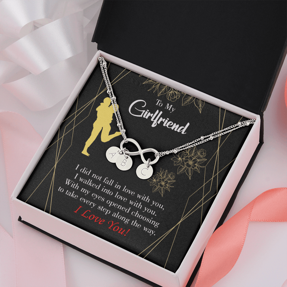 To My Girlfriend Walked Into Love Infinity Bracelet With Initial Charms - Infinity Bracelet