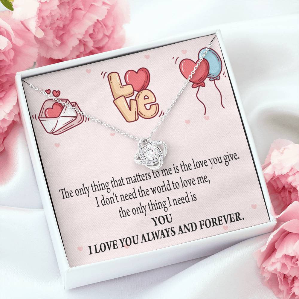 You Matter Most Fiance Wife Message Love Knot Pendant Necklace Stainless Steel W Cz Stone - Luxury Love Knot Necklace Meanful Gift Idea For Her/Him