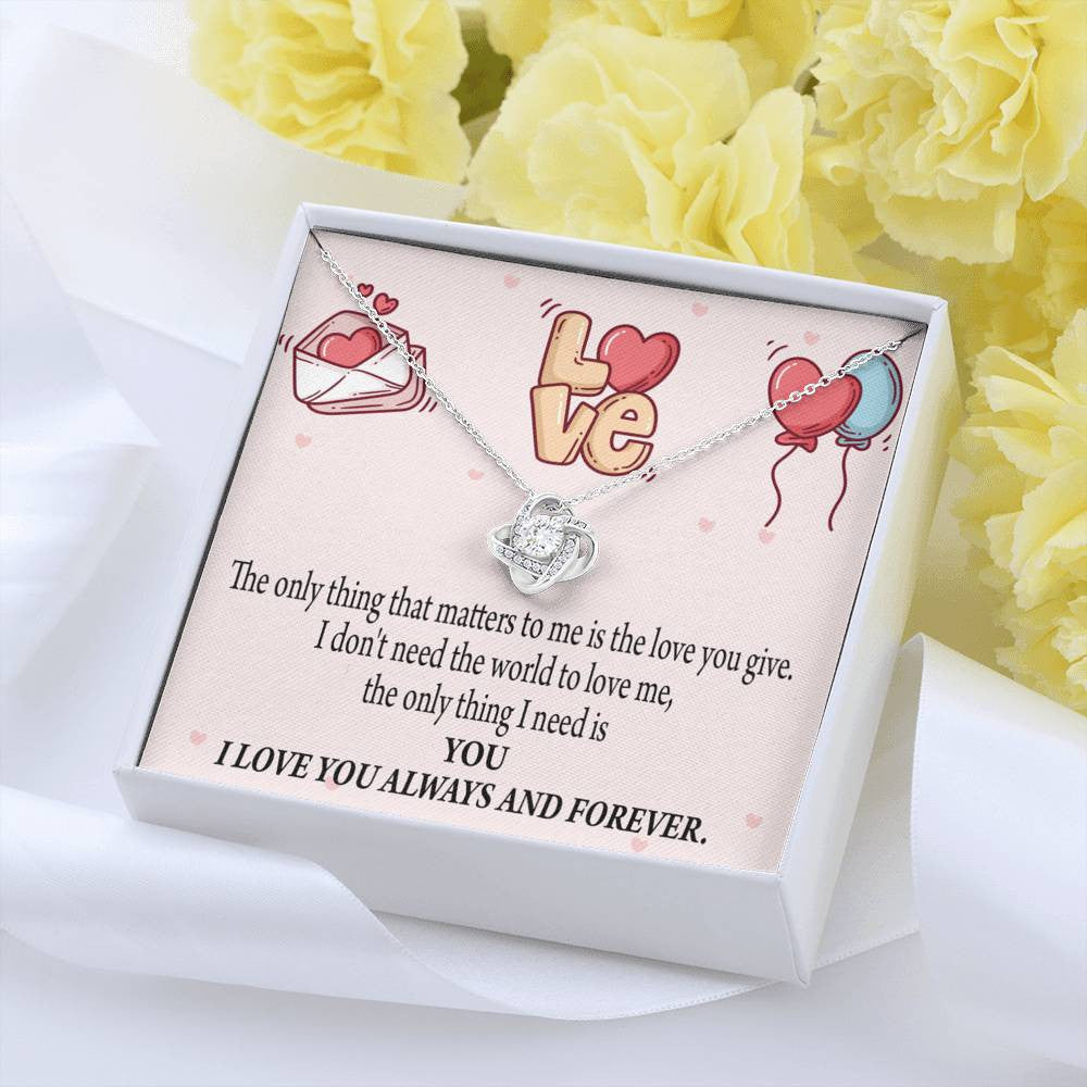 You Matter Most Fiance Wife Message Love Knot Pendant Necklace Stainless Steel W Cz Stone - Luxury Love Knot Necklace Meanful Gift Idea For Her/Him