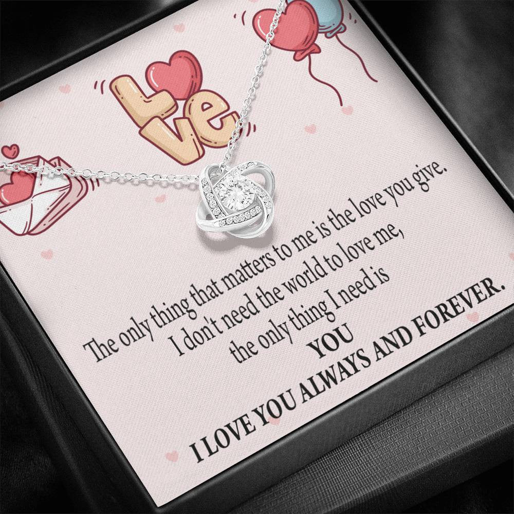 You Matter Most Fiance Wife Message Love Knot Pendant Necklace Stainless Steel W Cz Stone - Luxury Love Knot Necklace Meanful Gift Idea For Her/Him