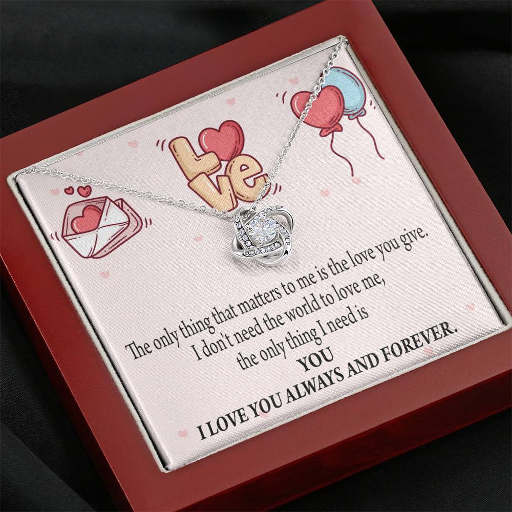 You Matter Most Fiance Wife Message Love Knot Pendant Necklace Stainless Steel W Cz Stone - Luxury Love Knot Necklace Meanful Gift Idea For Her/Him