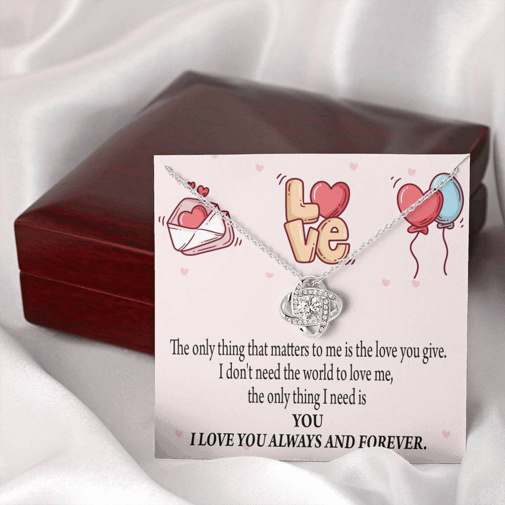 You Matter Most Fiance Wife Message Love Knot Pendant Necklace Stainless Steel W Cz Stone - Luxury Love Knot Necklace Meanful Gift Idea For Her/Him
