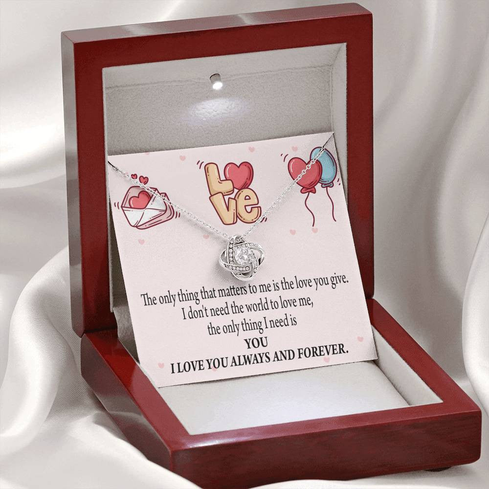 You Matter Most Fiance Wife Message Love Knot Pendant Necklace Stainless Steel W Cz Stone - Luxury Love Knot Necklace Meanful Gift Idea For Her/Him