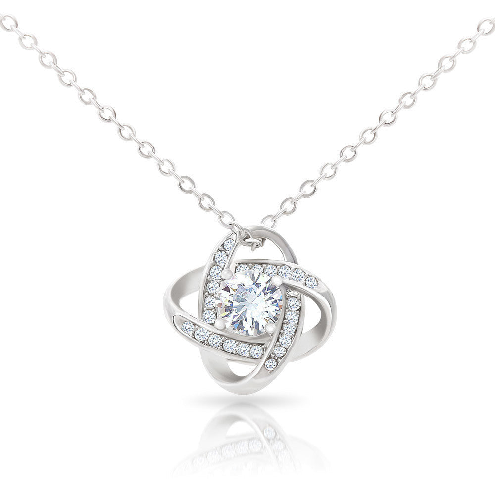 You Matter Most Fiance Wife Message Love Knot Pendant Necklace Stainless Steel W Cz Stone - Luxury Love Knot Necklace Meanful Gift Idea For Her/Him