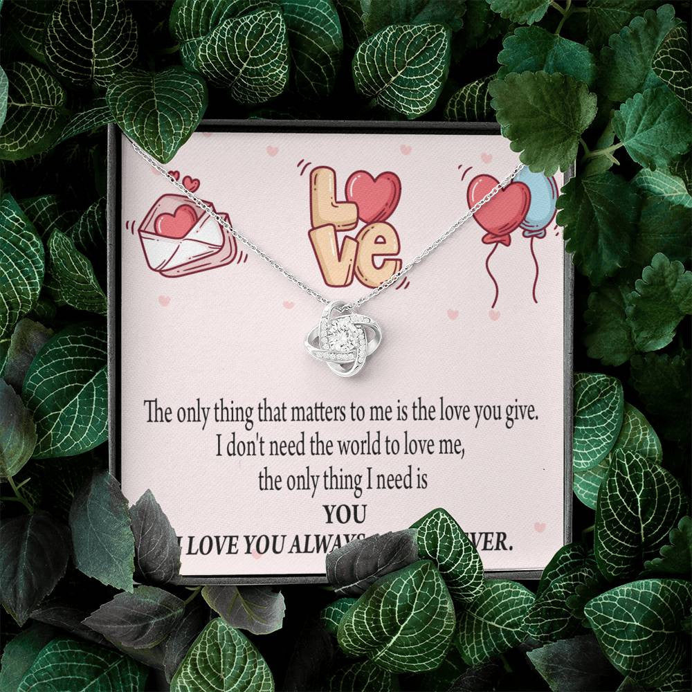 You Matter Most Fiance Wife Message Love Knot Pendant Necklace Stainless Steel W Cz Stone - Luxury Love Knot Necklace Meanful Gift Idea For Her/Him