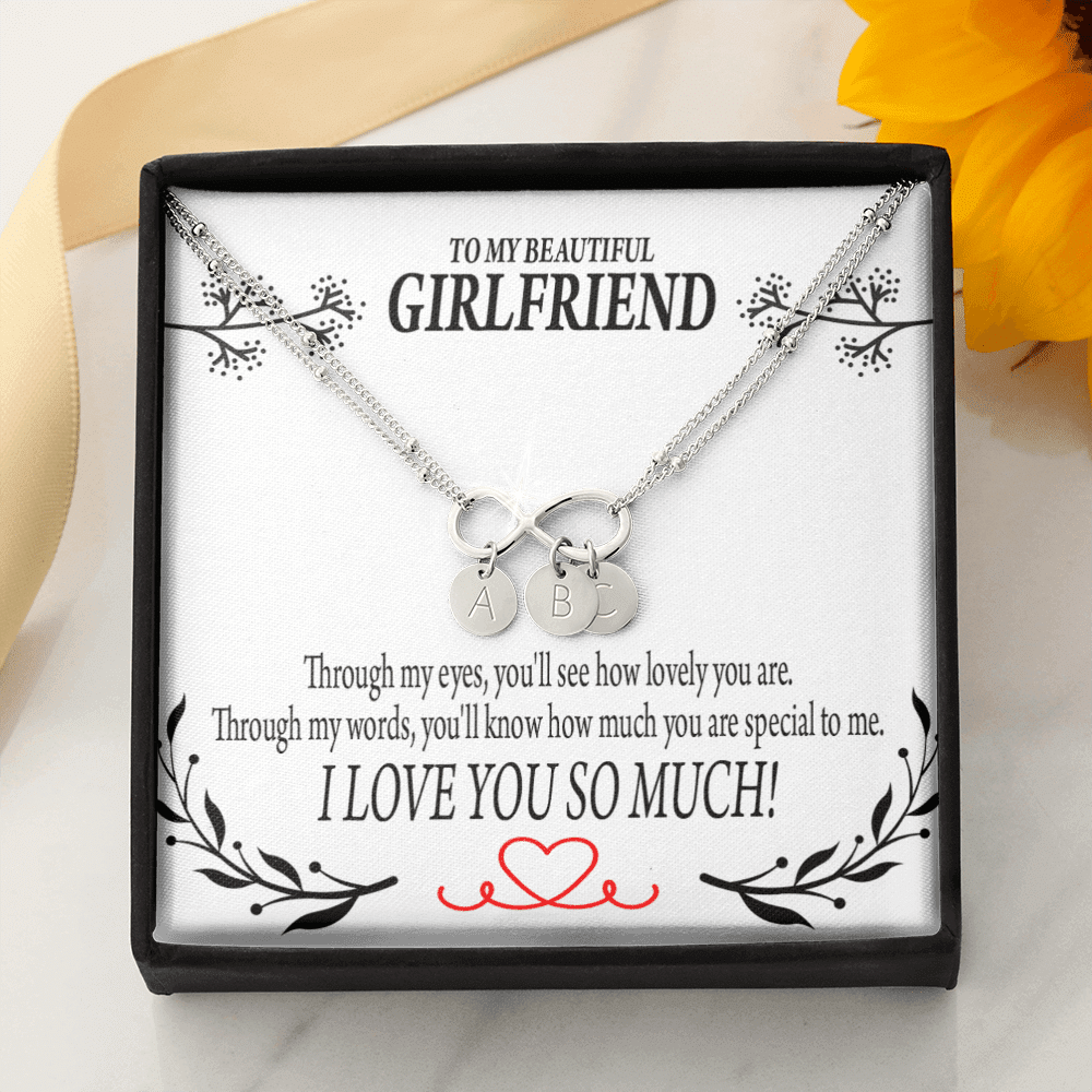 To My Girlfriend Special To Me Infinity Bracelet With Initial Charms - Infinity Bracelet