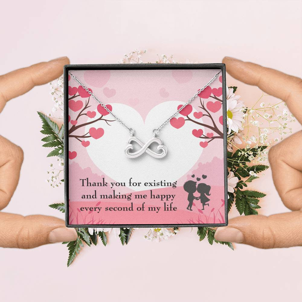 You Make Me Happy Necklace Gift Infinity Stainless Steel Pendant Wife Gift - Infinity Love Necklace