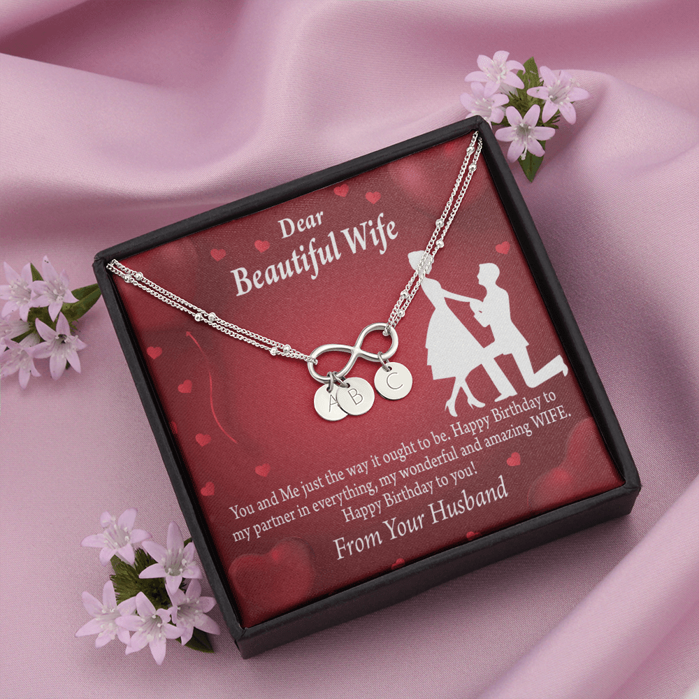 To My Wife Happy Birthday Infinity Bracelet With Initial Charms - Infinity Bracelet