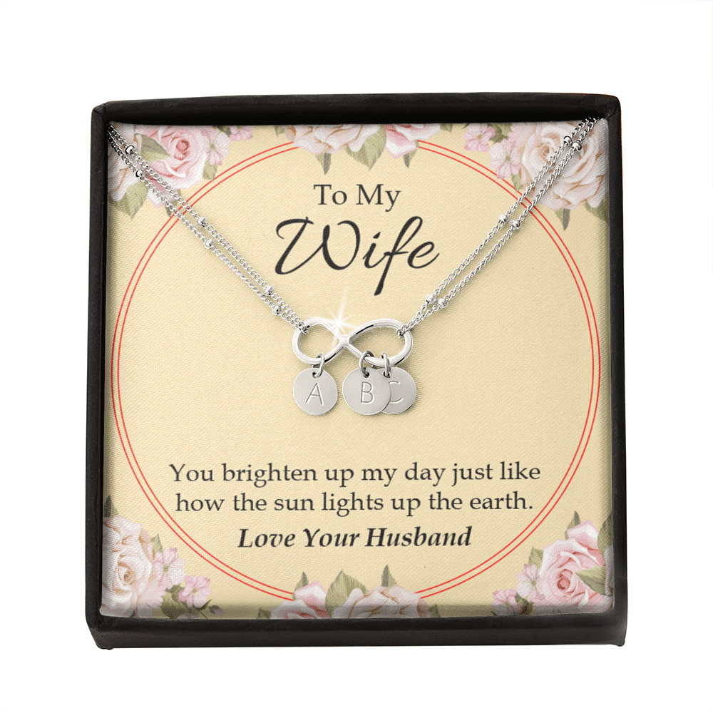 To My Wife You Brighten Up My Day Infinity Bracelet With Initial Charms - Infinity Bracelet