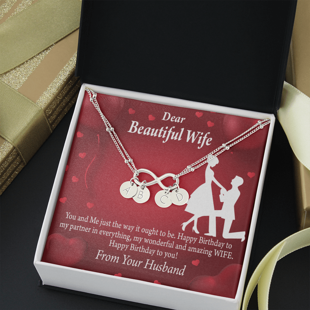 To My Wife Happy Birthday Infinity Bracelet With Initial Charms - Infinity Bracelet